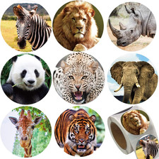 500Pcs round Jungle Animal Stickers for Kids, 1.5 Inch