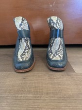 Discontinued Zara Contrast Leather High Heel Mules Snakeskin Women  s 37 / 6 US