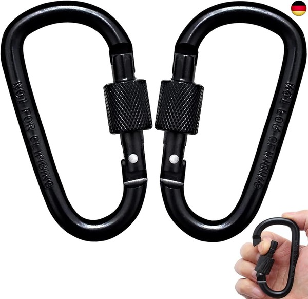 2 StüCk Karabinerhaken Schwarz,Karabiner-image