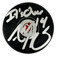 Adam Henrique “It’s Over!” Signed Autographed New Jersey Devils Logo Puck
