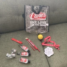 Raising Cane’s Merch Bundle Tote Bag Shoe Charms Lanyard Stress Ball Promo Lot