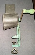 Antique Cast Iron & Tin Nutmeg Spice Grinder Grater Crank Handle Table Mount