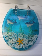 JEWEL SHELL SEASHELL DOLPHIN RESIN ACRYLIC TOILET SEAT STANDARD SIZE