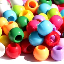350Pcs 10Mm Plastics Acrylic Beads Mix 10 Color Large Hole Pony Hair Beads Makin