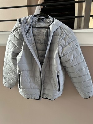 Men's Large Spyder Light Gray Hooded Puffer Jacket - Super - NWOT!