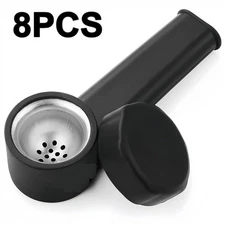 8 Packs 3.5" Silicone Tobacco Smoking Pipe With Metal Lid Black Hand Pipes Bowl