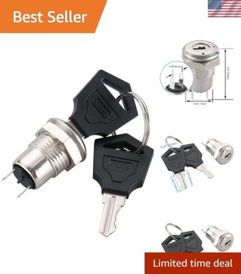 Mouting Hole Size 11mm 0.4   On-Off Two Terminals Keyswitch Keylock Switch wi...