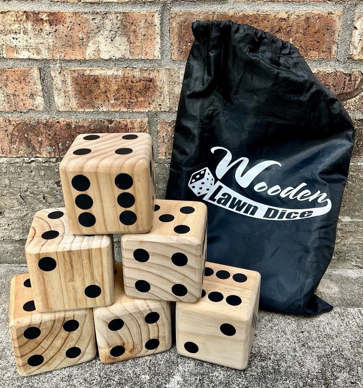 Giant Wooden Yard Dice Outdoor Lawn Game Natural Wood Cube Yahtzee