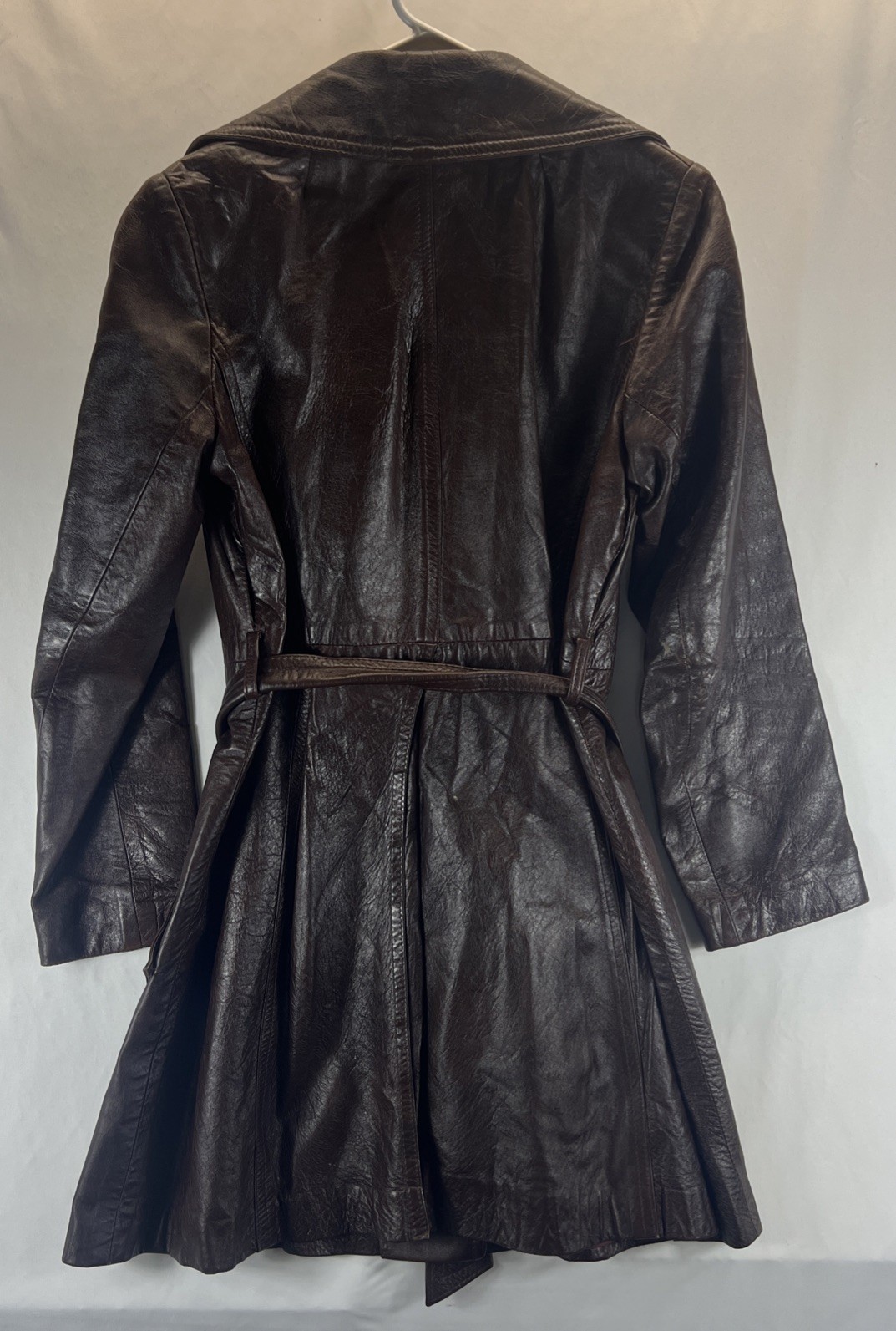 Berman's Brown Full Button Collared Belted Long L… - image 11