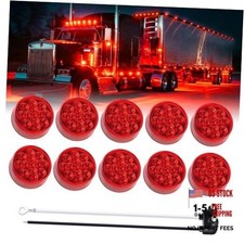 10 Pcs 2.5" Mini Round Red LED 13 Diodes Side Marker Lights with Red 10 Pcs 