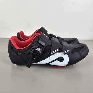 Peloton Cycling Shoes Size 46 Mens 12 Black Red Cleats Clips Spin Bike
