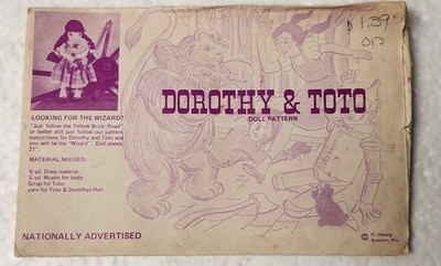 Dorothy & Toto Sewing Pattern 1976 21'' Cloth Doll Pattern R. Helwig Ozark Crafts