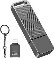 32GB FAT32 USB 3.0 Flash Drive with a USB3.0 C Adapter and Keychain (Grey)