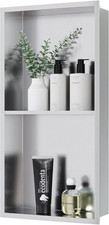 Stainless Steel Shower Niche 12" X 24", No Tile Needed Wall Niche Double Shelves