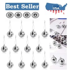 Glamorous 4cm Silver Disco Balls for Stunning Christmas Tree Ornaments 12 Pack