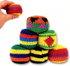 Multicolored Crochet Assorted Geometric Pattern Hacky Ball Foot Bag Kick Sack