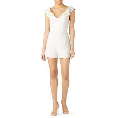 Amanda Uprichard Gimlet Romper Women's Large Ivory Ruffled Sleeveless RTR