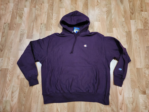 Champion Tejido Inverso Borgoña Granate Ciruela Sudadera con Capucha XXL Pequeño Logo De Colección Retro... - Imagen 1 de 6