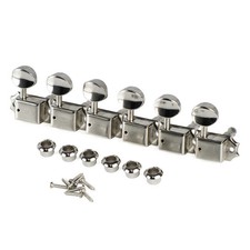 Vintage Guitar Tuning Pegs 6 In Line Machine Heads Tuners Nickel Silver Set 6R