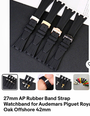 27mm Black Rubber Two-Piece Wristwatch Band for Audemars Piguet Royal Oak 42mm