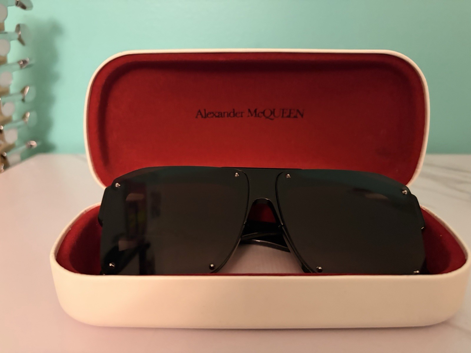 Alexander McQueen  Studs 62MM Rectangular Sunglas… - image 3