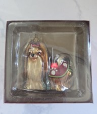 Hand Blown/Painted Glass Shih Tzu Dog Christmas Ornament Inbox