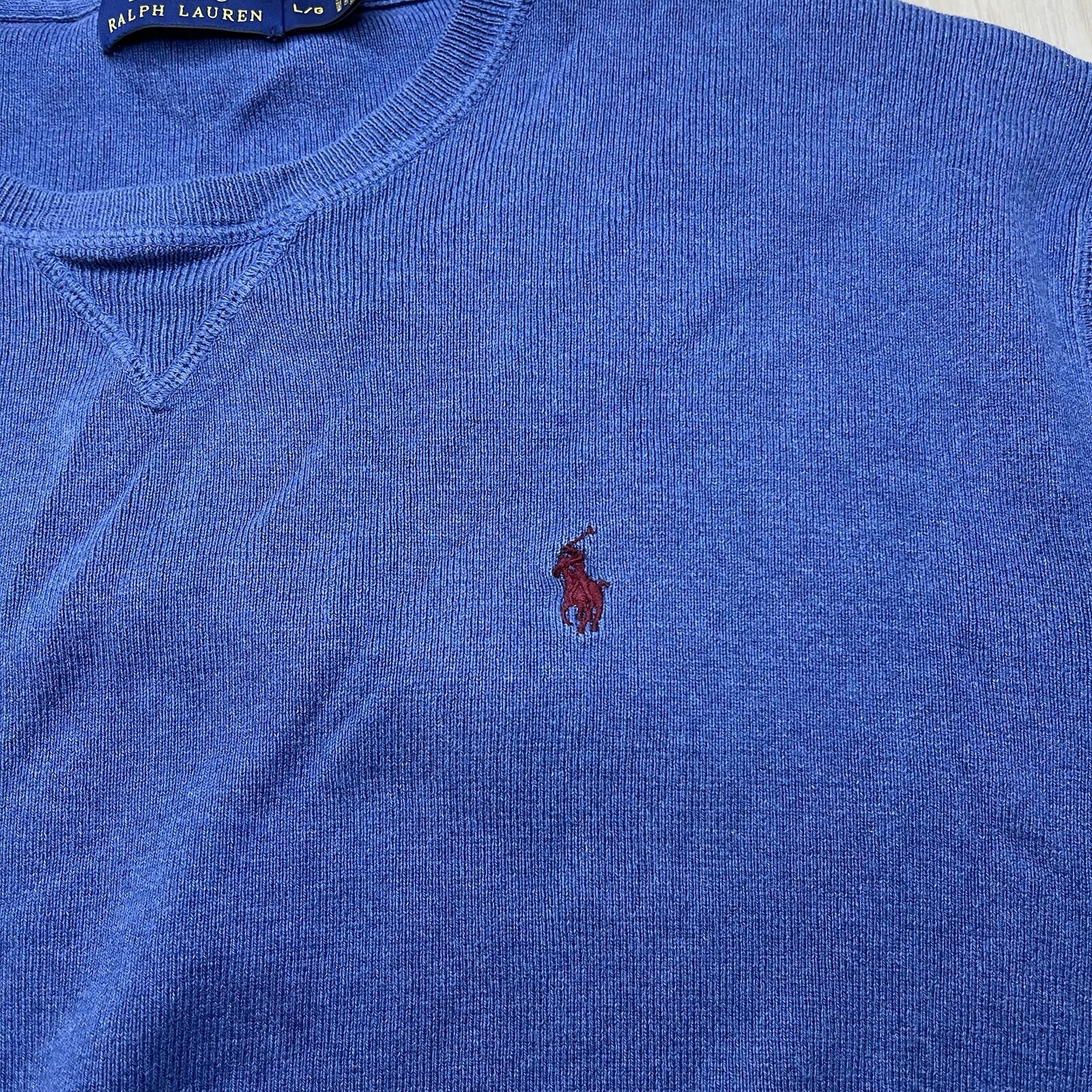 Vintage Polo Ralph Lauren maglione girocollo felpa rosso pony blu uomo taglia large