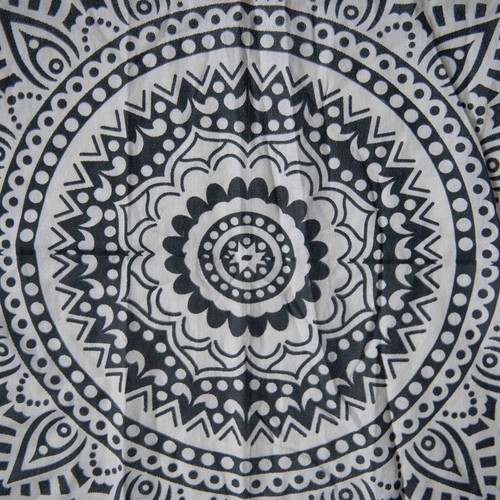 Floral Mandala Print Gray & White Boho Hippie Tapestry Wall Hanging 53" x 59" - 第 2/9 張圖片