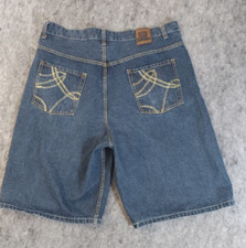 YMC Denim Shorts Mens 44 Blue Wide Leg Baggy Hip Hop Skater Rave Embroidered