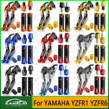 4PCS For YAMAHA YZFR1 YZFR6 Adjustable Handle Grips Cap Brake Clutch Levers Set