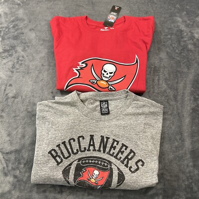 Tampa Bay Buccaneers Shirt LOT Mens Medium Gray Red Short Sleeve NFL Brady NEW