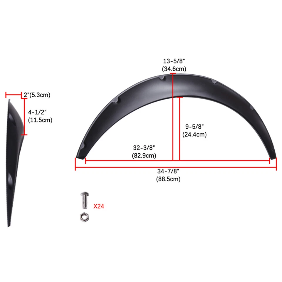 For Toyota Corolla Ke70 Fender Flares Flexible Wide Body Kit Wheel Arches 4.5" - Image 2 of 4