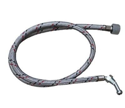 Flexible Oil Line Hose Braided. 1/4" M 90° x 3/8" F Nut 900mm. Riello Compatable