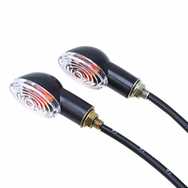 2* Universal Motorcycle Front / Rear Turn Signal Indicators Amber Lights Clear * — 第 3/4 张图片