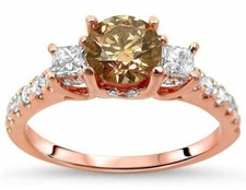 1.20Ct Round Simulated Chocolate Diamond Engagement Ring 14K Rose Gold Plated