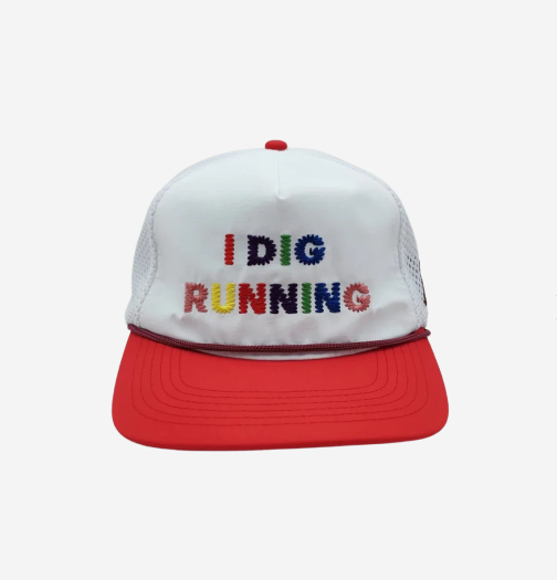 ★ALEX ZONO★ I DIG RUNNING RAINBOW TRUCKER HAT WHITE RED Alex Zono I Dig Running Rainbow Trucker Hat, White Red (100