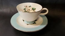 Homer Laughlin Lifetime China Co. Turquoise Magnolia Tea Cup and Saucer