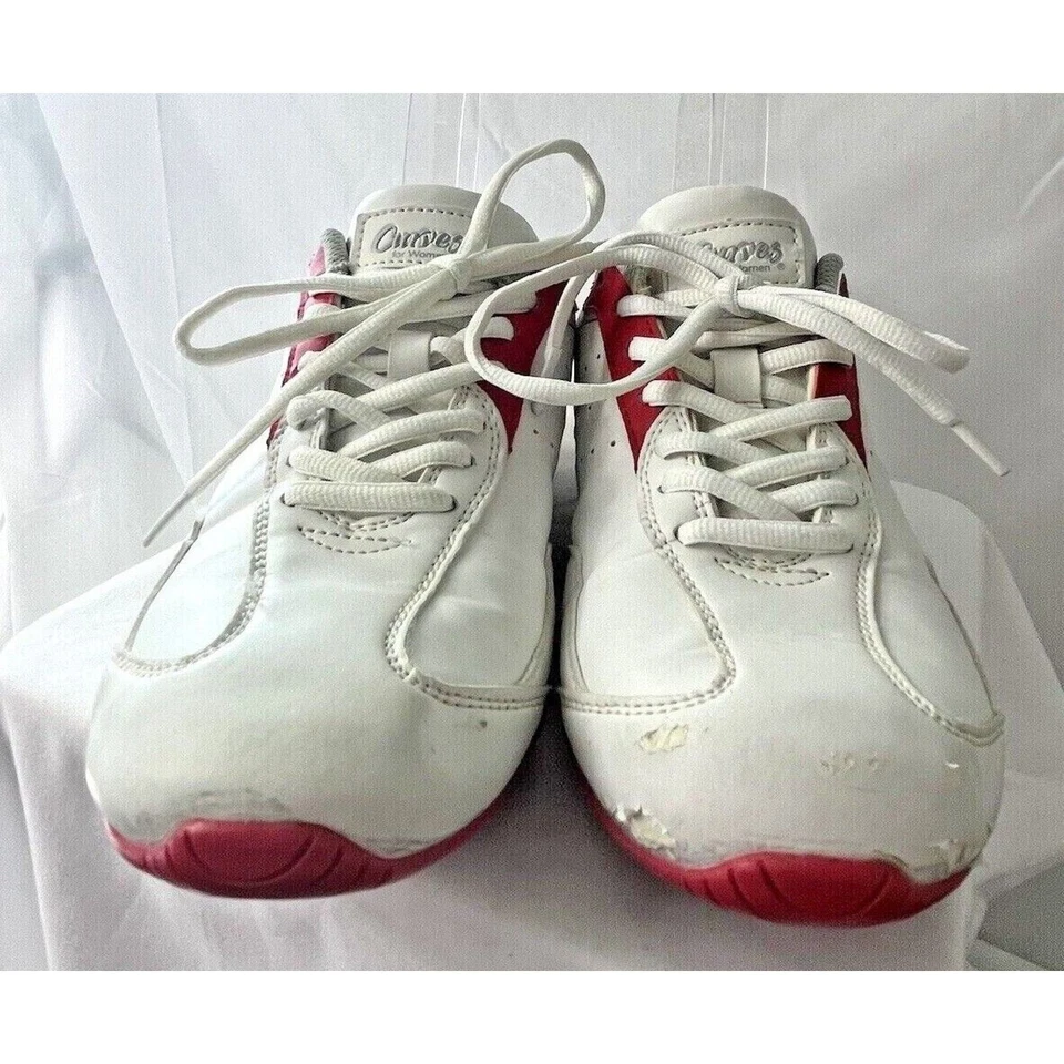 Curves para Mujer Retro Entrenamiento Tenis Zapatos Tenis Tenis Mujer 8 Rojo Blanco Caminar Foto 2 de 4