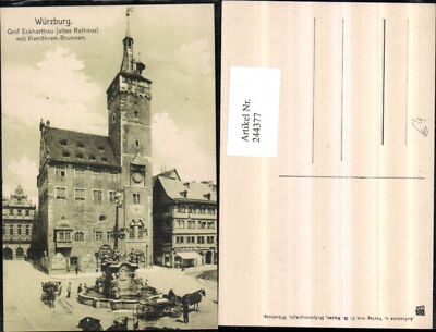 244377,Würzburg Graf Eckhartbau m. Vierröhren-Brunnen altes Rathaus
