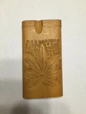 4"  Wooden Dugout with False Cigarette Metal Bat Light Brown Leaf