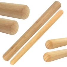 Bamboo French Style Rolling Pin Assortment -1 Thick 1 Thin Rounded Ends 2 piece