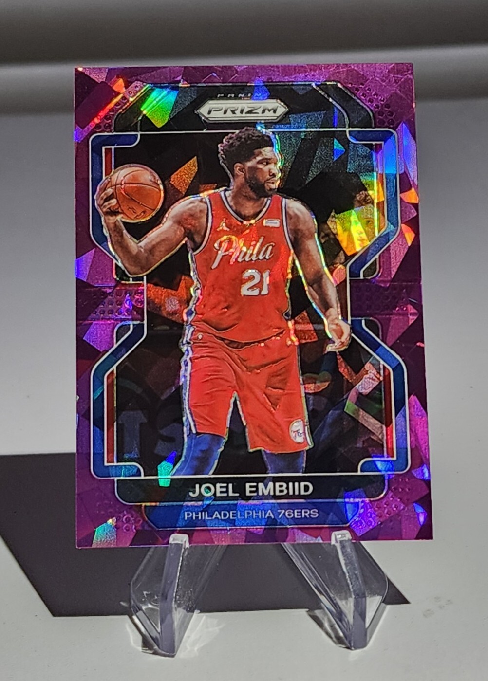 2021 NBA Panini Prizm Joel Embiid Purple Cracked Ice /149 76ers #176 MVP 🐐