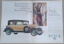 1929 Color Buick Double Page Ad Vintage