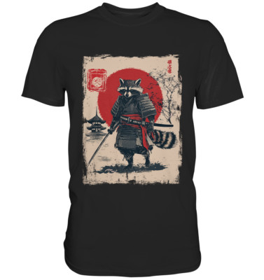 Samurai Waschbär T-Shirt - Cooles Katana Schwert Japan Ninja Tiermotiv Design