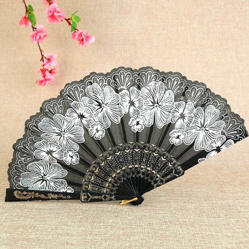 Retro Hand Held Folding Fan Silk Cloth Fan Dance Fans Wedding Decoration / - Picture 22 of 22