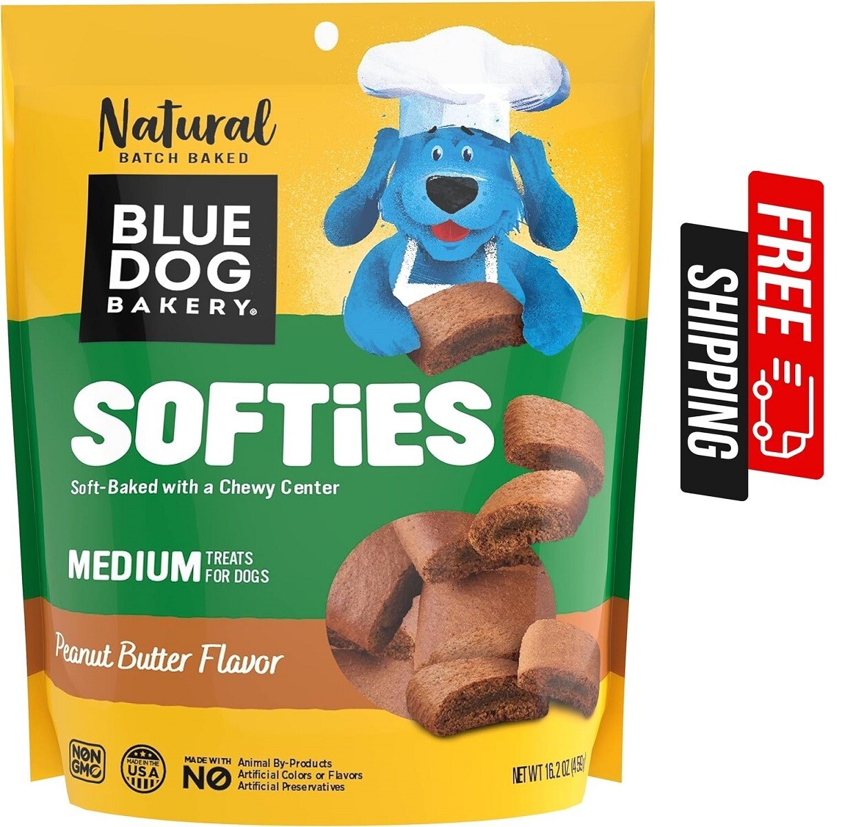 Blue Dog Bakery, Natural Dog Treats, Softies, Peanut Butter Flavor, 16.2 Oz