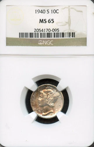 NGC - Mercury Dime - 10c - 1940 S - MS-65