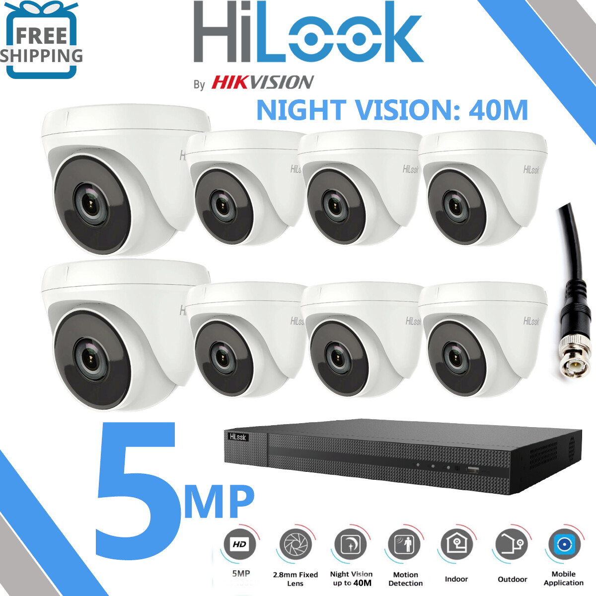 HIKVISION HILOOK 5MP CCTV 40M NIGHT VISION OUTDOOR DVR HOME