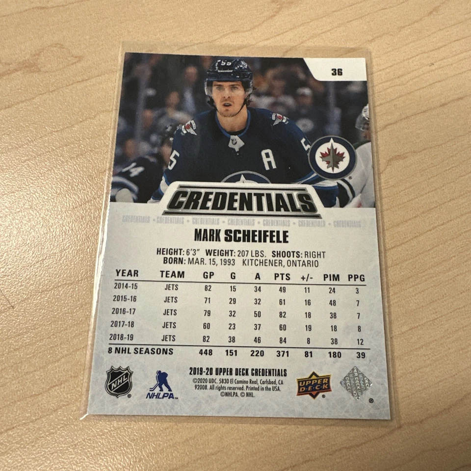 2019-20 Upper Deck Credentials MARK SCHEIFELE #36 Winnipeg Jets - Image 2 of 2