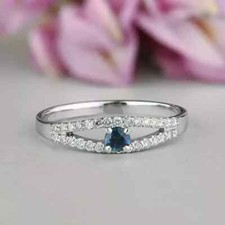 2.0Ct Round Cut Women's Engagement Ring 14K White Gold Plated Simulated Sapphire